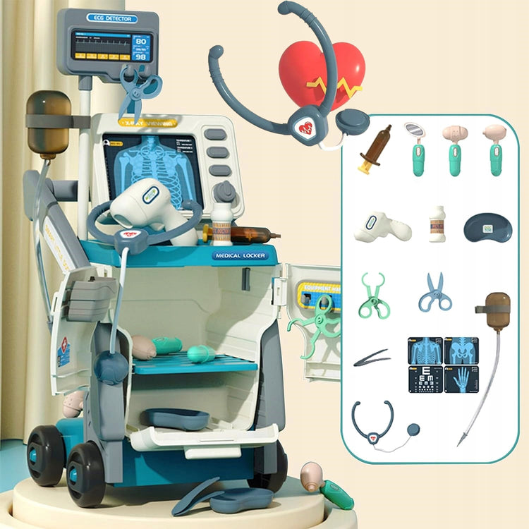 Medicinos stotelė vaikams su vežimėliu ir priedais, 57 cm
