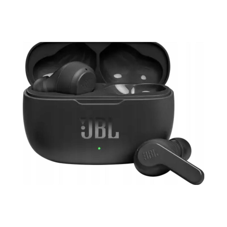 Belaidės ausinės „JBL Wave 200 TWS“ su giliais žemais dažniais, juodos