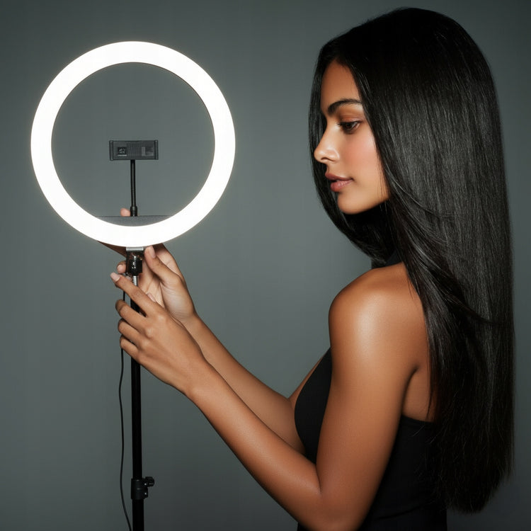Žiedinė LED lempa „Asato“ 30 cm su stovu ir pultu