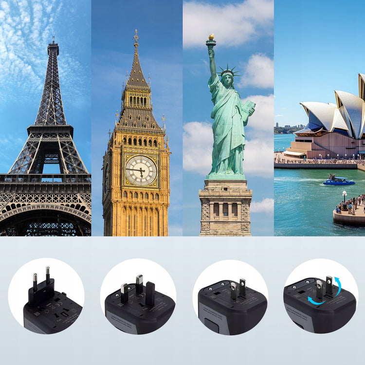 Universalus kelioninis adapteris „Extralink CHARESL07“ su 2 USB ir USB-C