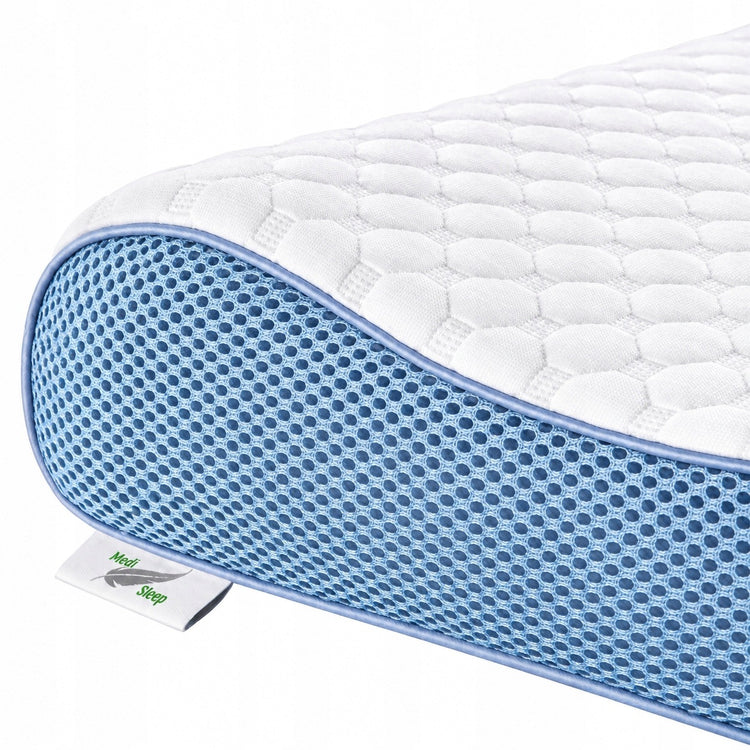 Žema ortopedinė pagalvė miegoti ant šono, profiliuota, memory foam