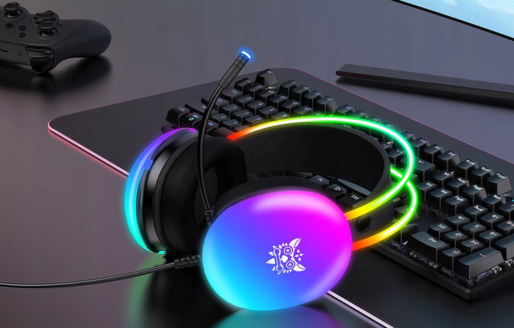 Žaidimų ausinės „Onikuma X25“ 7.1 su mikrofonu ir RGB