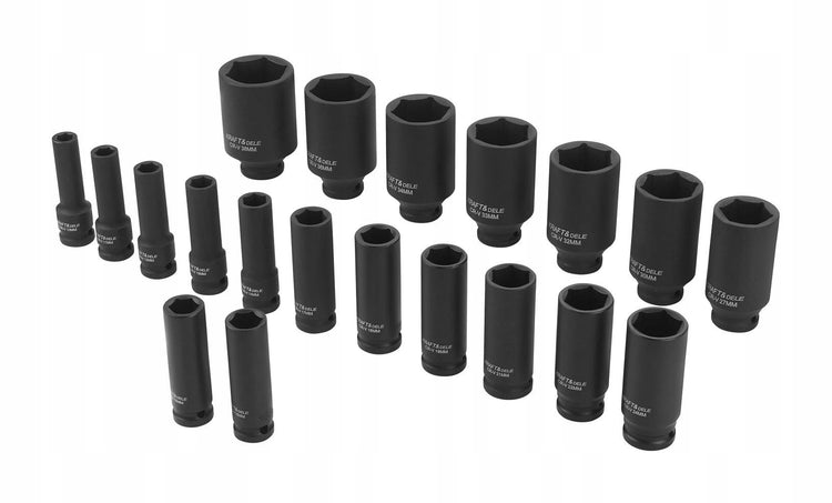 Ilgų smūginių galvų rinkinys 1/2“ „Kraft&Dele KD11794“, 20 vnt., 10–38 mm