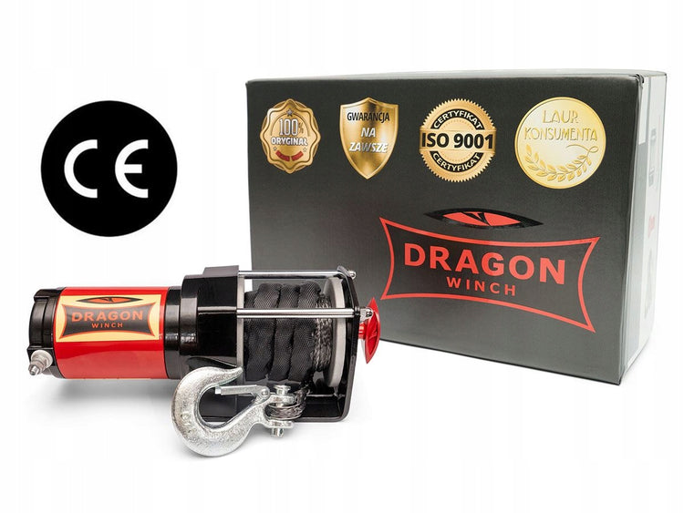 Elektrinė gervė „Dragon Winch“ 12 V, 3000 lb (1,4 t), su sintetiniu lynu ir pultu – nuotrauka 2