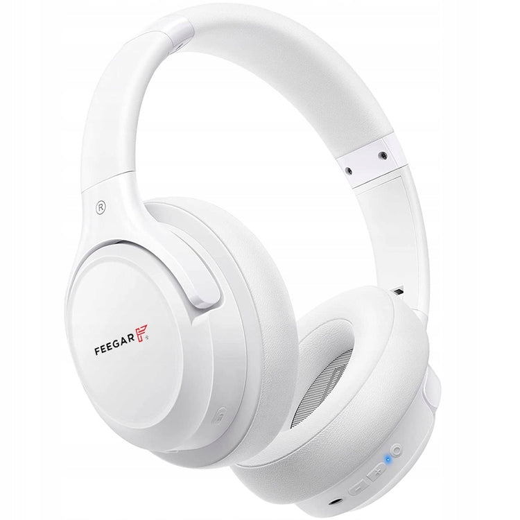 Belaidės ant ausų ausinės „Feegar Mello“, iki 65 val., Bluetooth 5.3, 6 EQ režimai, baltos