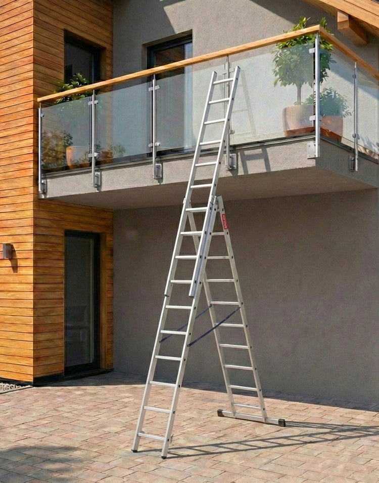 Daugiafunkcės aliuminės kopėčios „Baulich“ 3×10 su kabliu, 5,72 m, 150 kg
