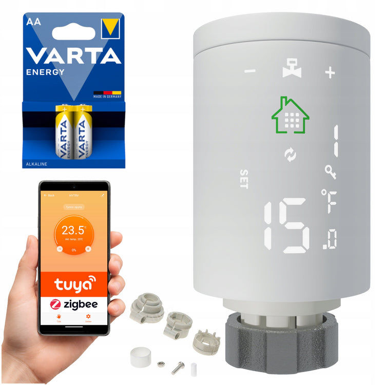 Išmanioji termostatinė radiatoriaus galvutė „Acurel“ Tuya Zigbee 3.0 su baterijomis