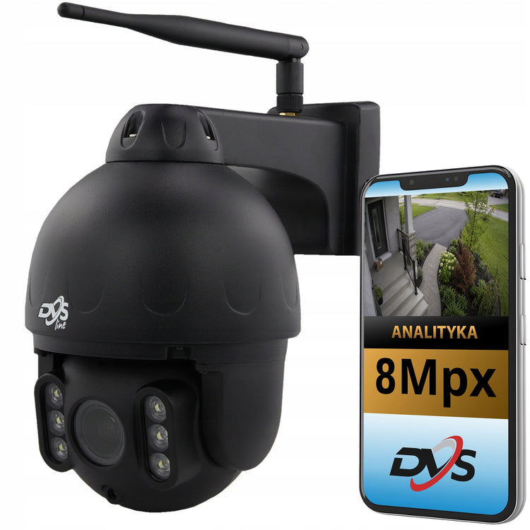 Lauko pasukama Wi-Fi kamera „DVS“ 8 MP 4K su naktiniu matymu, juoda