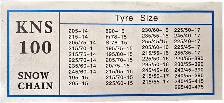 Sniego grandinės lengviesiems automobiliams KN 100, 2 vnt. (215/55 R16, 225/50 R17)