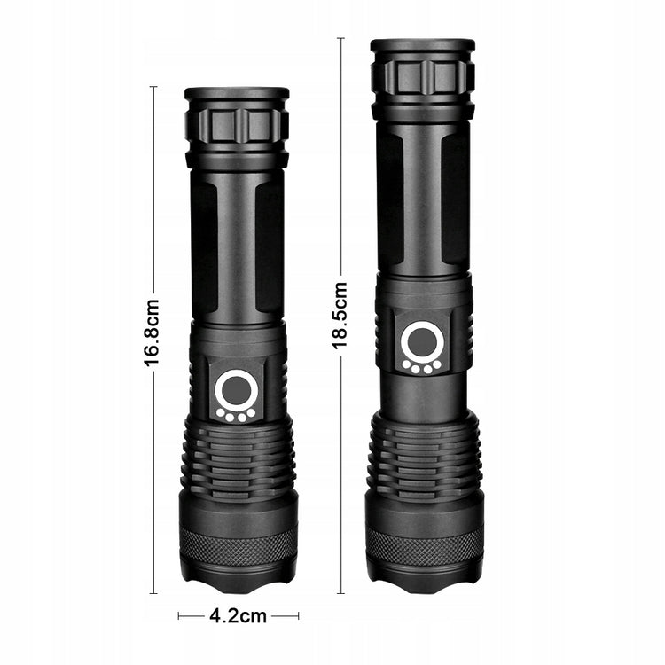 Taktinis LED žibintuvėlis XHP50 su ZOOM, 1000 lm, IPX8