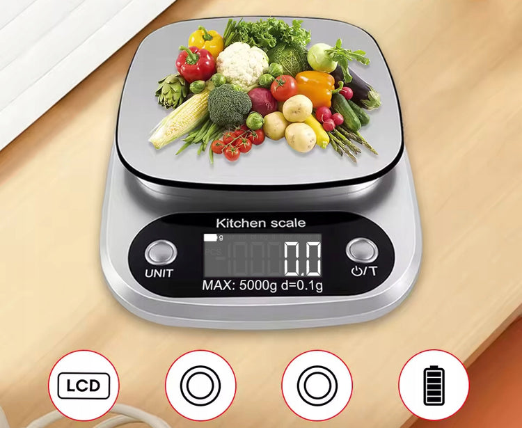 Elektroninės virtuvinės svarstyklės „Blow KS203“, 5 kg / 0,1 g, sidabrinės