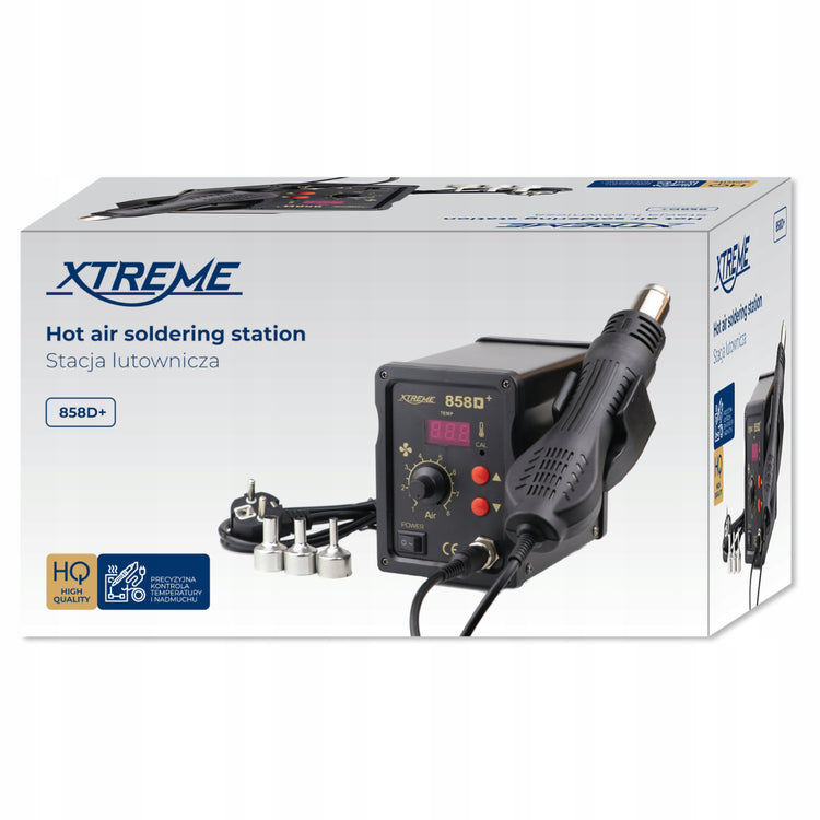 Karšto oro litavimo stotelė „Xtreme 858D+“, 800 W, iki 500 °C, su antgaliais – nuotrauka 2