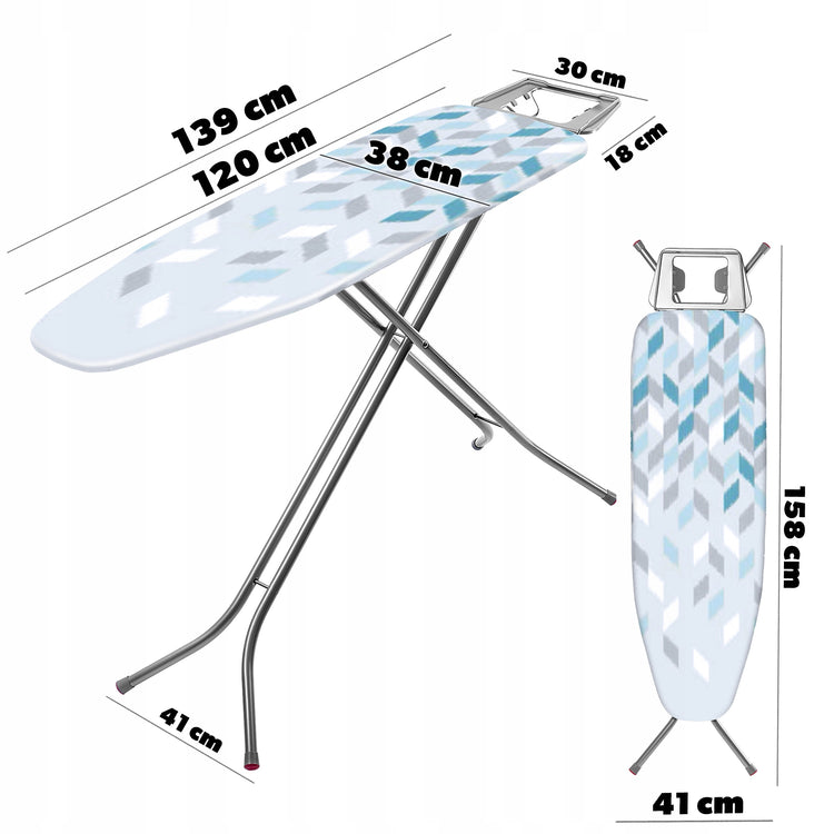 Sulankstoma lyginimo lenta 120 × 38 cm su lygintuvo laikikliu, lengva ir stabili