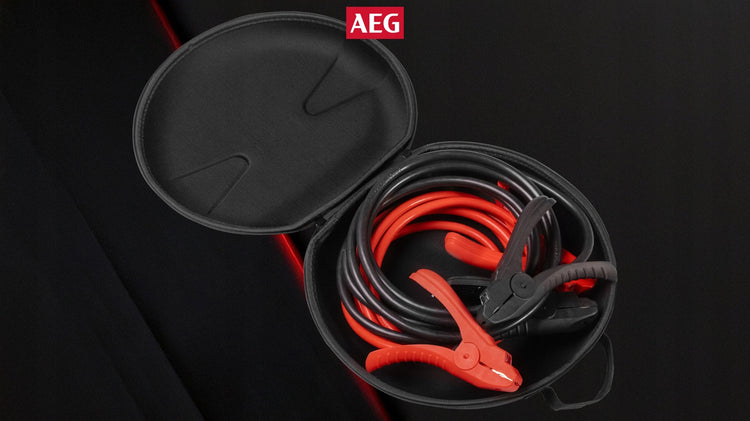 Šviečiantys paleidimo laidai „AEG“ su StartProtect, 3,5 m, 16 mm², su dėklu