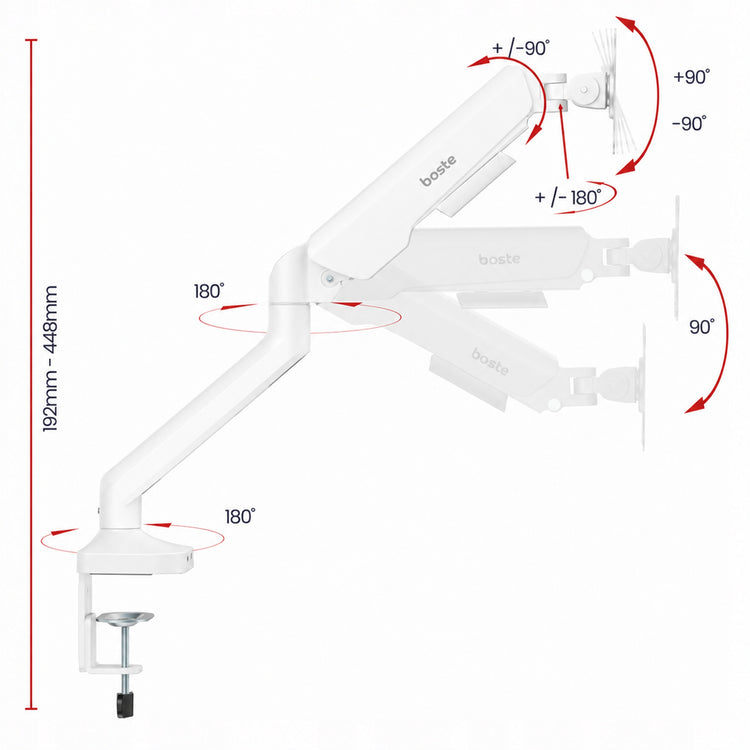 Dujinis stalinis monitoriaus laikiklis „Boste Octopus“ su 2 USB, 17–40“, iki 12 kg