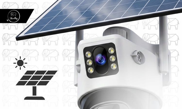 Dviguba saulės 4G lauko kamera „Heelly“ 2in1, 2×5 MP, pasukama, balta