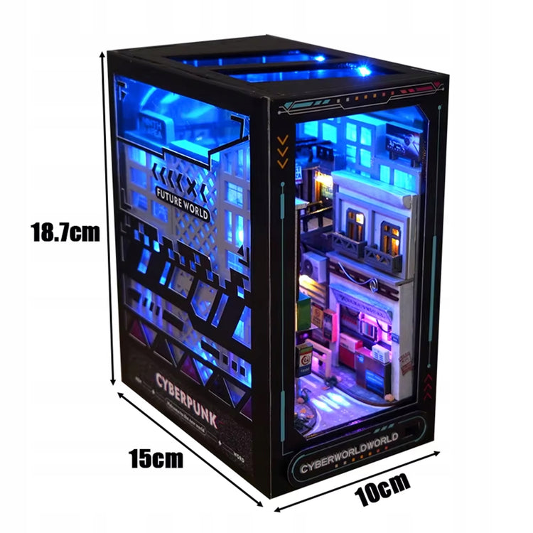 Medinis 3D miniatiūros modelis „Cyberpunk“ su LED, 200 dalių