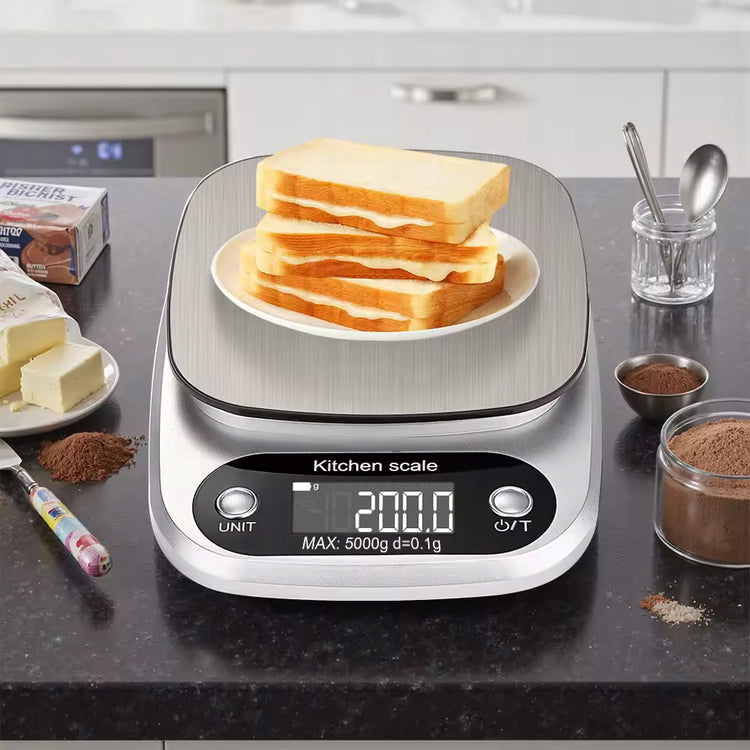 Elektroninės virtuvinės svarstyklės „Blow KS203“, 5 kg / 0,1 g, sidabrinės