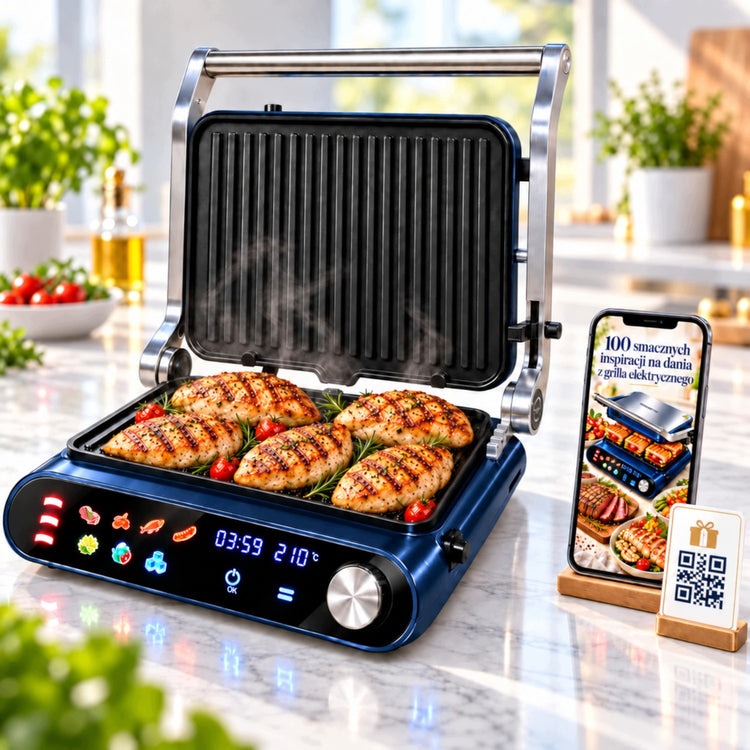 Didelis kontaktinis elektrinis grilis su 10 programų, 2200 W, XXL – nuotrauka 5