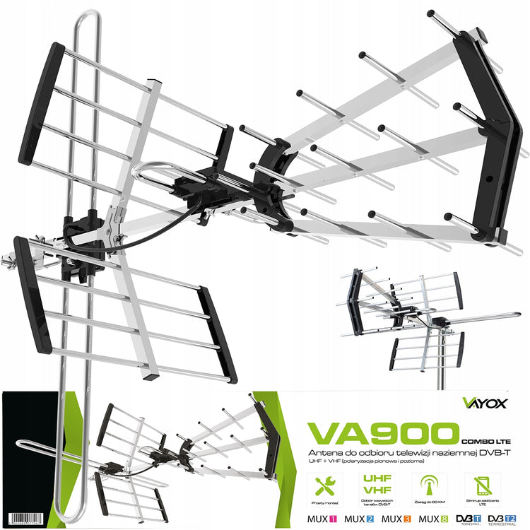 Lauko DVB-T2 antena „Vayox VA900“, kryptinė, UHF/VHF