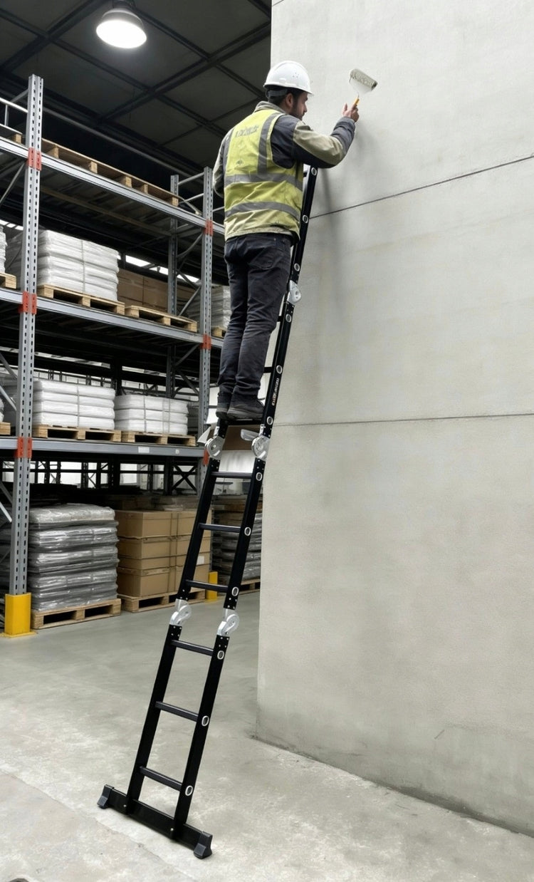 Daugiafunkcės aliuminės kopėčios su platforma „Kontrakt“ 4×3, 4,5 m, 150 kg