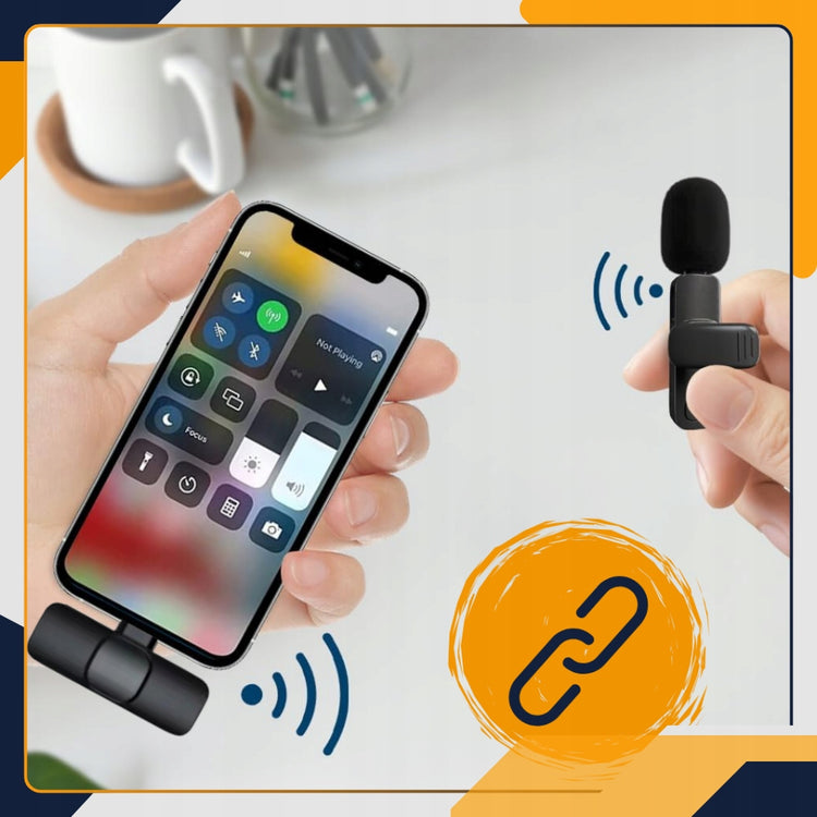 2 belaidžiai segami mikrofonai „Slayo Mike S9“ telefonui, USB-C / Lightning