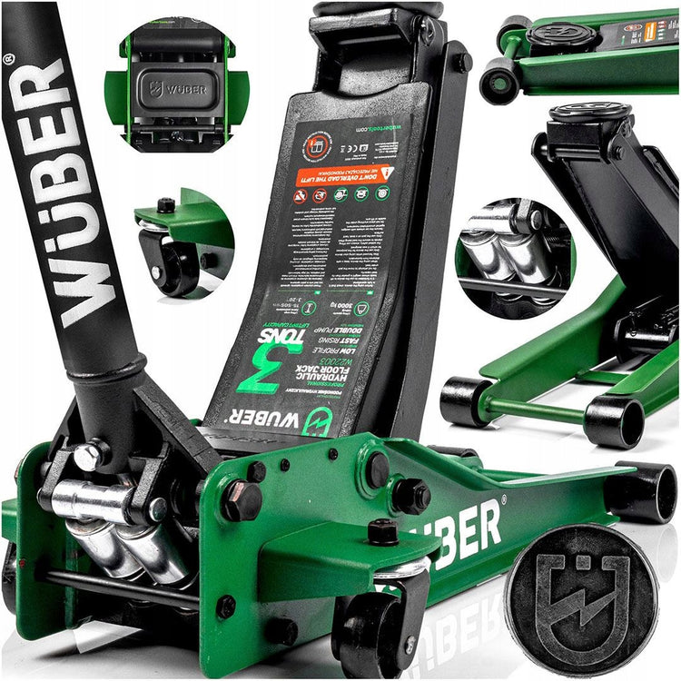 Žemo profilio dviejų stūmoklių domkratas „Wuber W22003“, 3 t, 75–505 mm