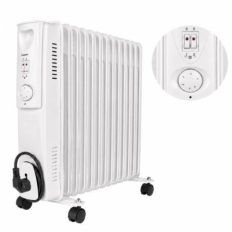 Tylus tepalinis radiatorius su termostatu, 2500 W, 13 sekcijų, baltas – nuotrauka 1