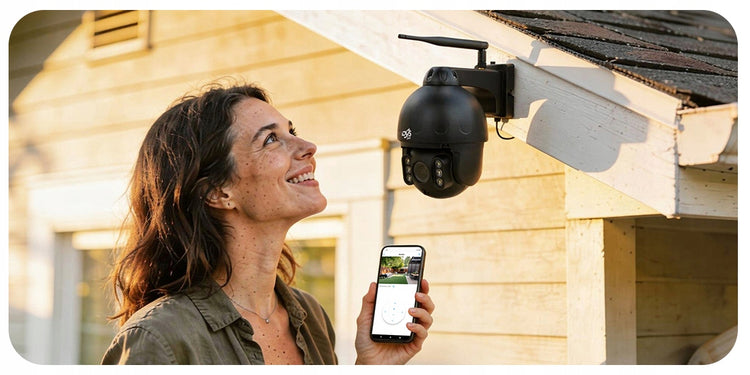 Lauko pasukama Wi-Fi kamera „DVS“ 8 MP 4K su naktiniu matymu, juoda