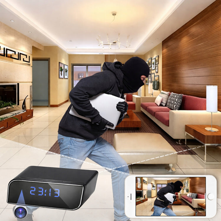 Laikrodis-žadintuvas su Wi-Fi kamera ir stalo lempa „Renew Force“, Full HD