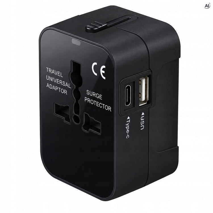 Universalus kelioninis adapteris „Allbag“ su 2 USB, EU / UK / US