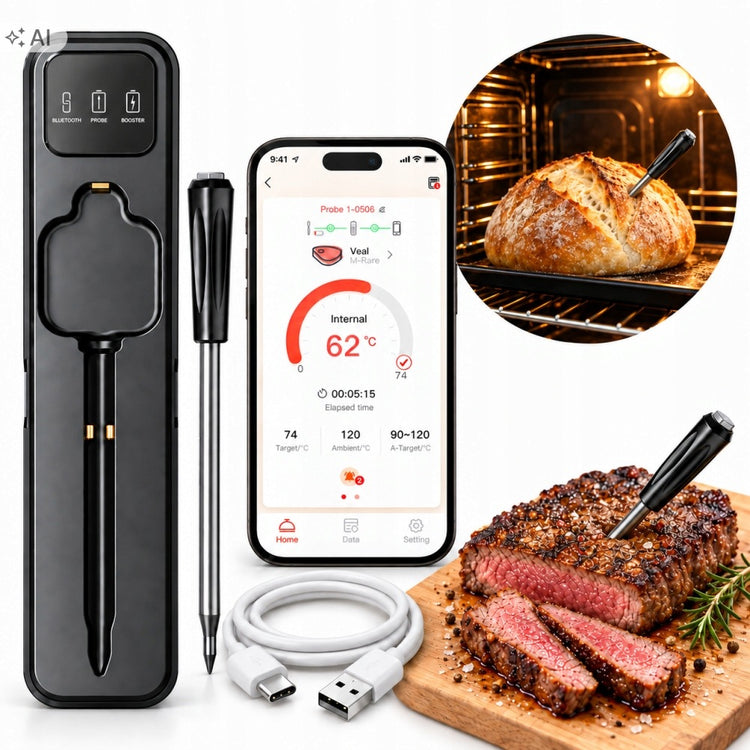 Belaidis Bluetooth mėsos termometras „Benetech M6“ su programėle
