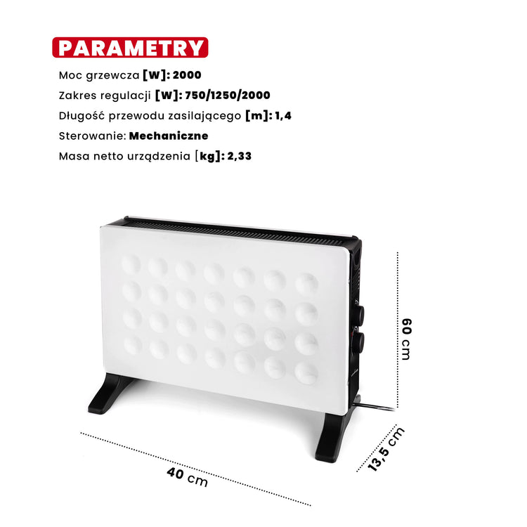 Konvektorinis šildytuvas „Lehmann Palmar“, 2000 W, su termostatu – nuotrauka 6
