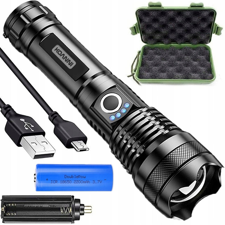 Taktinis LED žibintuvėlis XHP50 su ZOOM, 1000 lm, IPX8