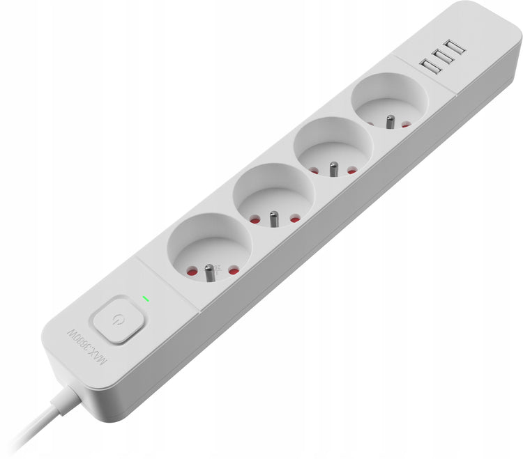 Ilgintuvas su apsauga nuo viršįtampių „Defender“, 4 lizdai, 3× USB, 1,5 m
