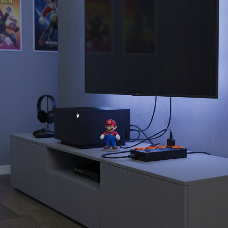 Ilgintuvas „Smartled“, 5 lizdai, USB, 3 m, juodas