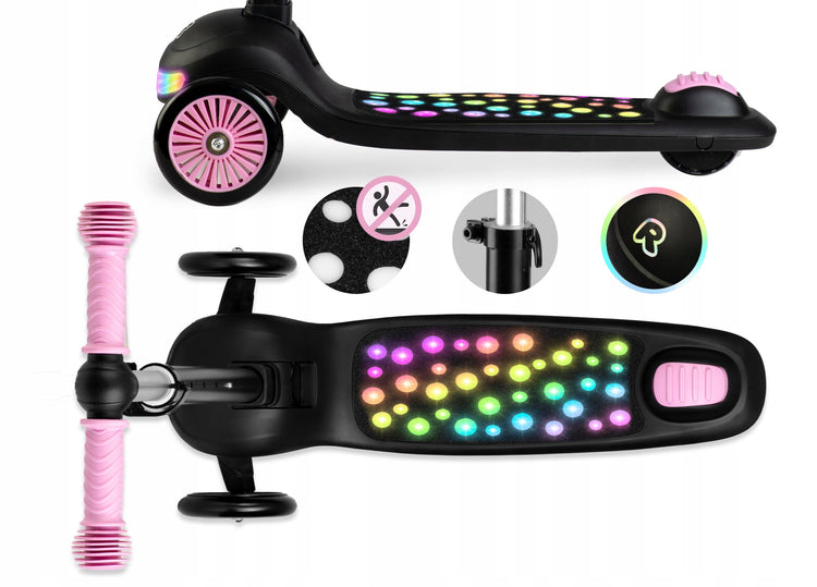 Sulankstomas triratis paspirtukas „RicoKids“ su LED apšvietimu – nuotrauka 4