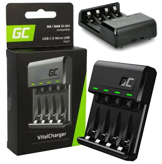 Elementų kroviklis „Green Cell VitalCharger“ 4× AA/AAA, USB-C