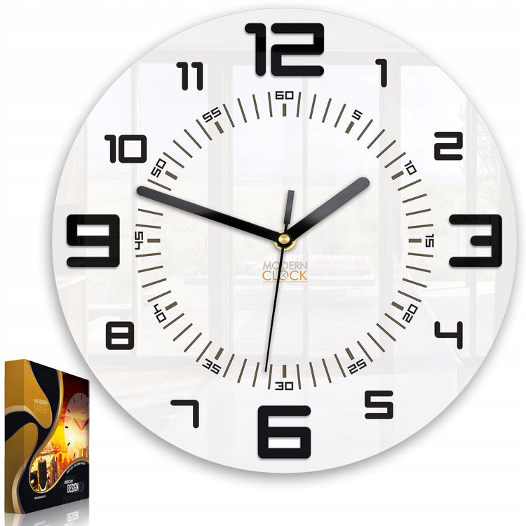 Sieninis laikrodis „ModernClock Armando“ su 3D skaitmenimis, Ø 28 cm