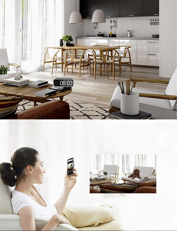 Laikrodis-žadintuvas su paslėpta mini Wi-Fi kamera „Onshop A13“, Full HD