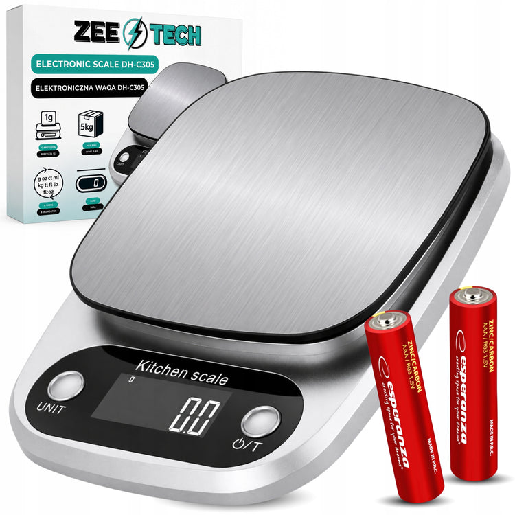 Tikslios elektroninės virtuvinės svarstyklės „ZeeTech“ su taros funkcija, iki 5 kg