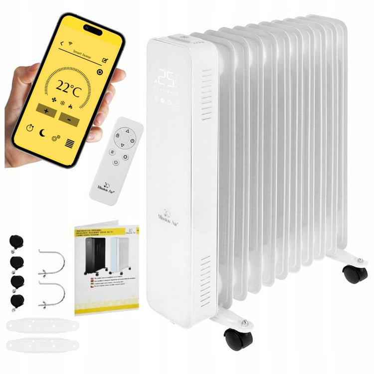 Tepalinis radiatorius su Wi-Fi ir pultu, 2500 W, 11 sekcijų, baltas – nuotrauka 1