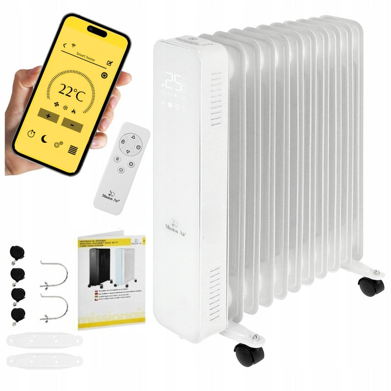 Tepalinis radiatorius su Wi-Fi ir pultu, 2500 W, 11 sekcijų, baltas
