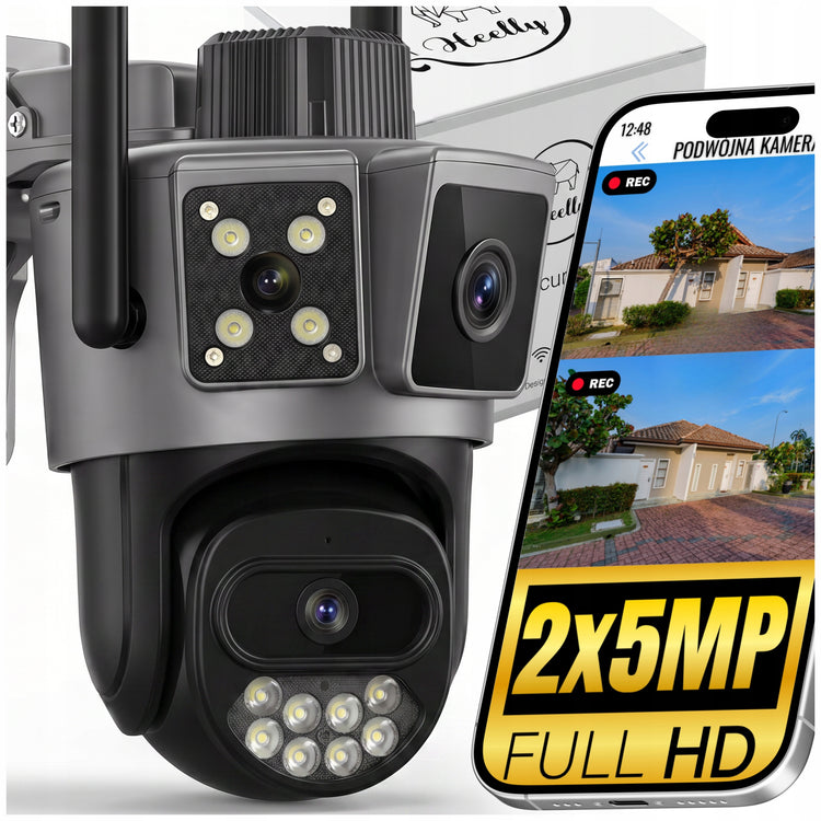 Dviguba Wi-Fi stebėjimo kamera „Heelly Pro“, 2 × 5 MP, besisukanti – nuotrauka 1