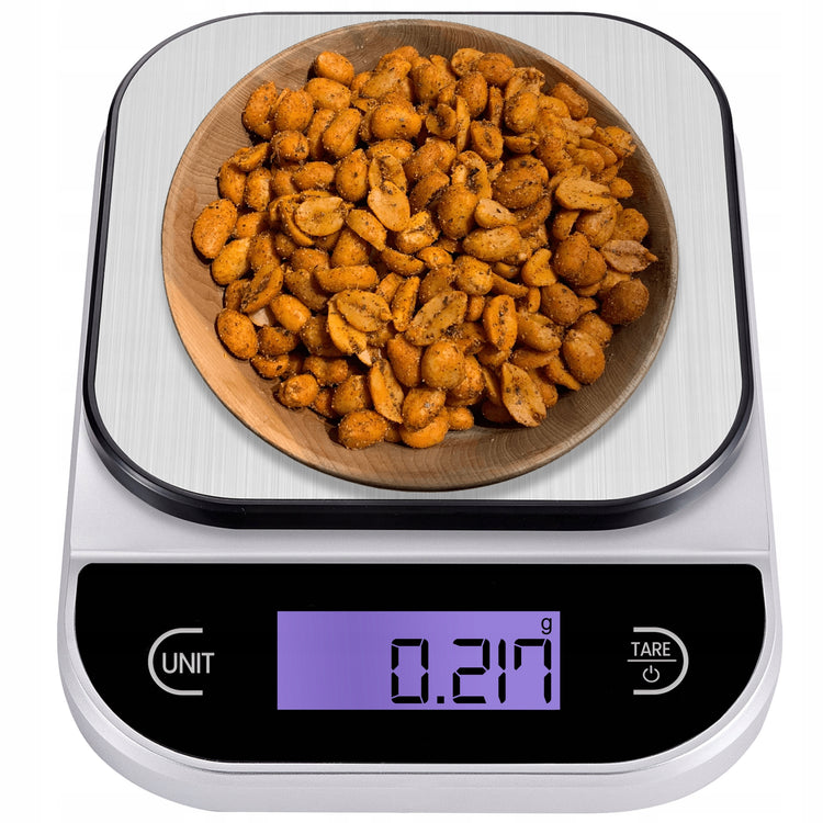 Elektroninės virtuvinės svarstyklės su laikmačiu ir termometru, 5 kg / 1 g