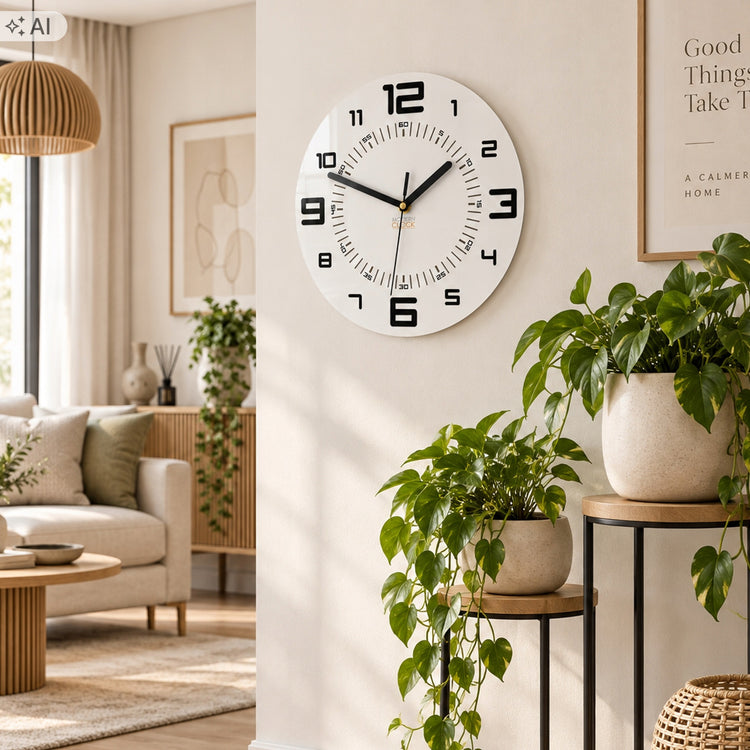 Sieninis laikrodis „ModernClock Armando“ su 3D skaitmenimis, Ø 28 cm