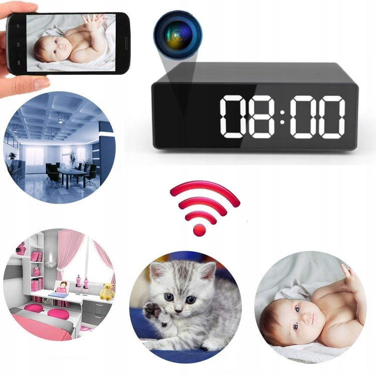 Laikrodis-žadintuvas su paslėpta mini Wi-Fi kamera „Onshop A13“, Full HD