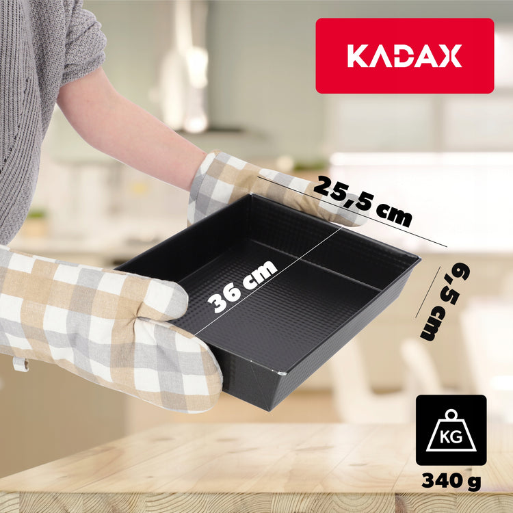 Stačiakampis kepimo padėklas „Kadax“ su nelimpančia danga, 36 × 25 × 6 cm