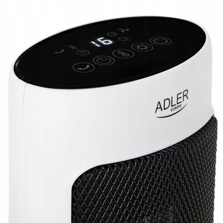 Keraminis termoventiliatorius „Adler AD 7738“ su termostatu, laikmačiu ir pultu, 2000 W