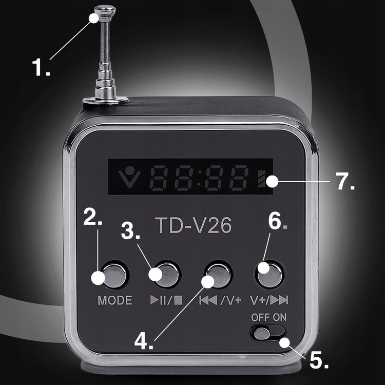 Mini Bluetooth kolonėlė su FM radiju ir LCD ekranu „Retoo“, 3 W